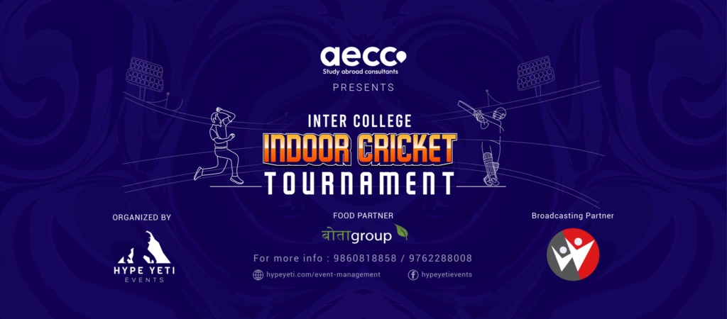 poster of indoor cricket tournament by aecc